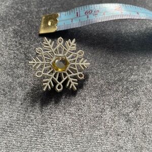 Snowflake Brooch with Sparkling Center